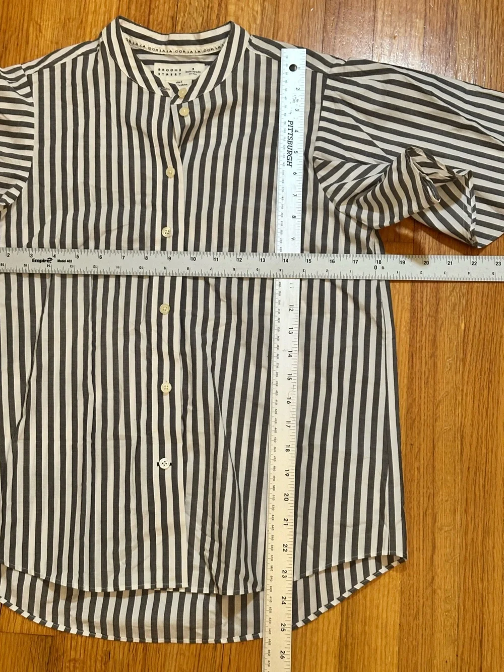 Kate Spade Broome Street Stripe Flutter Sleeve Button Down Shirt size S (j6) - Picture 4 of 11